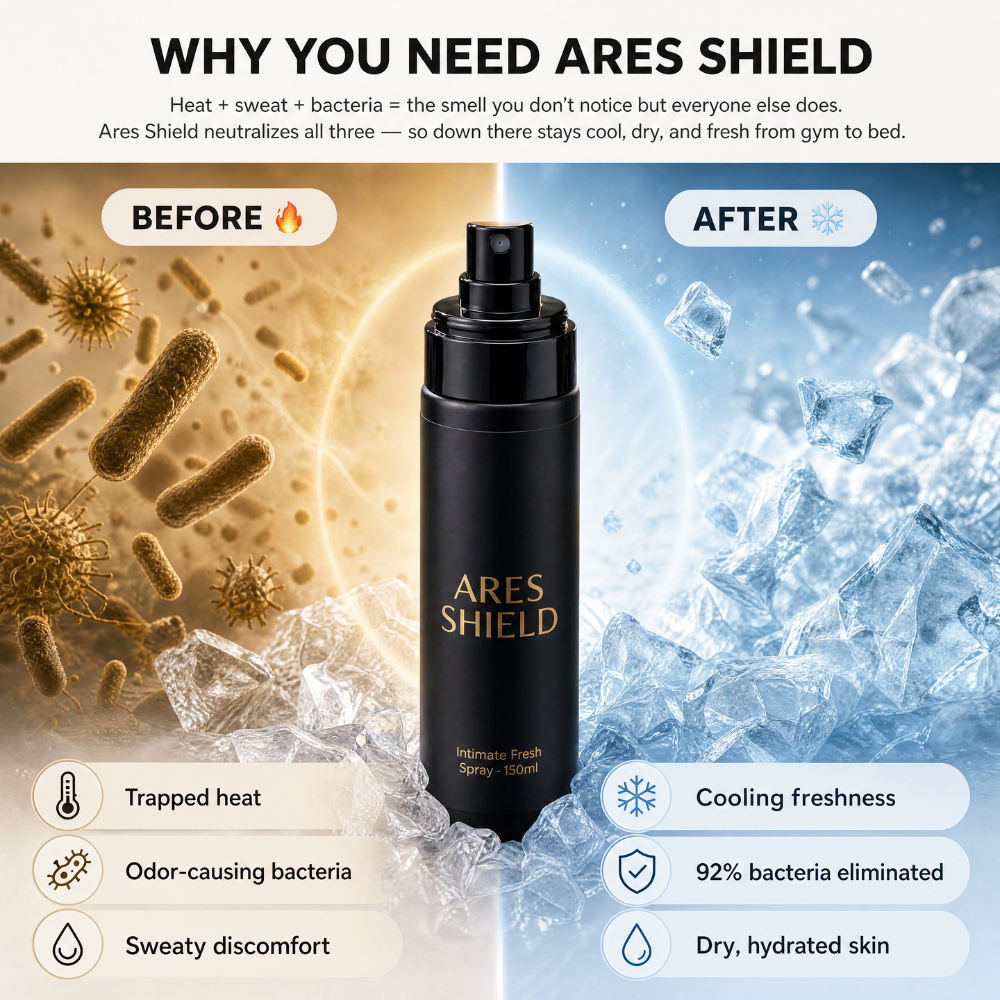 ARES Shield - Spray intimo protettivo antibatterico per uomo