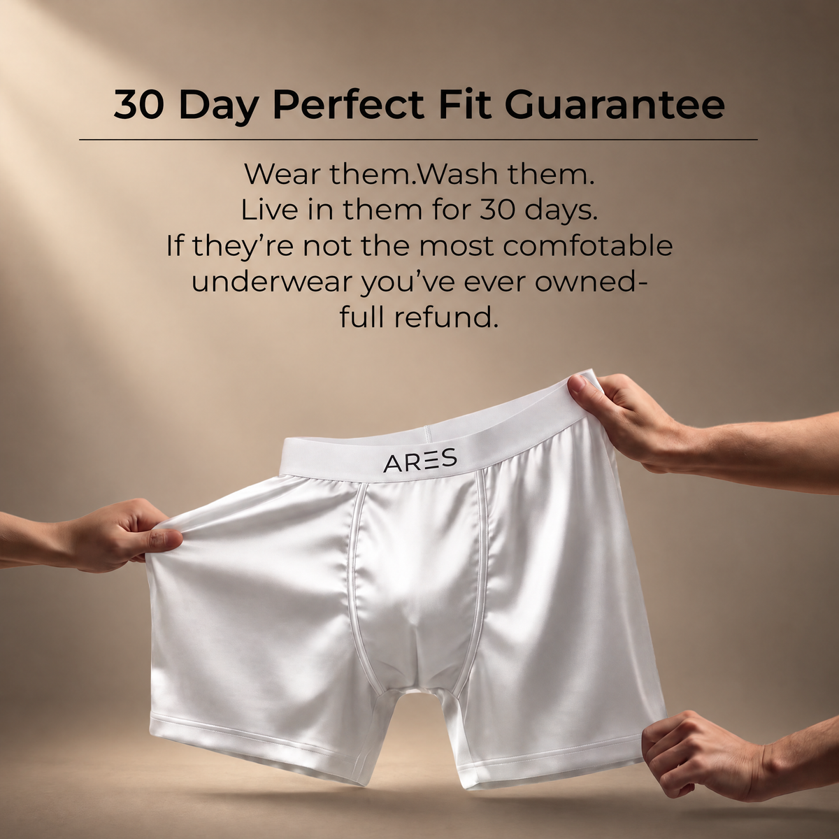 Boxer in seta ARES | Comfort per tutto il giorno (Edizione bianca)