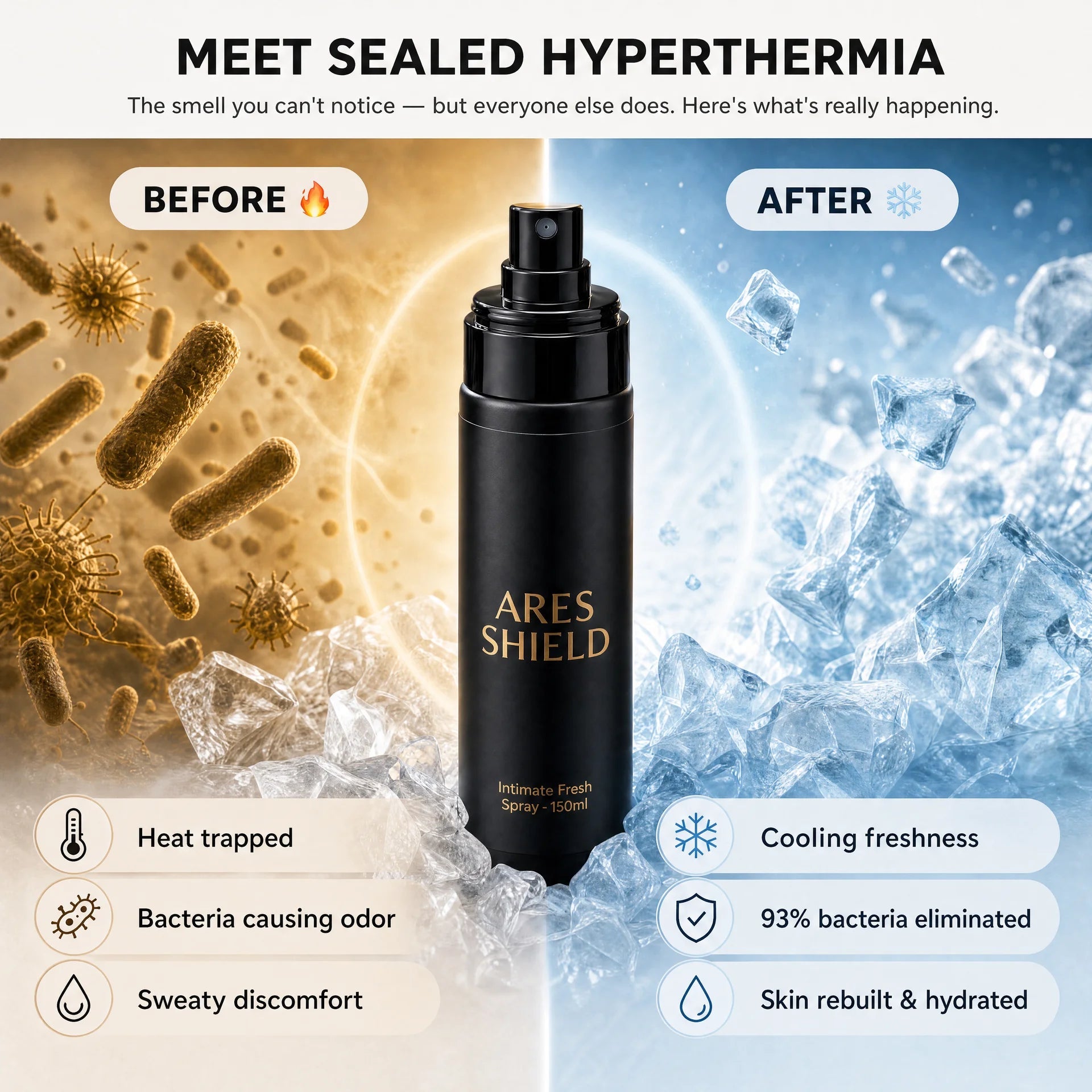 ARES Shield - Spray intimo protettivo antibatterico per uomo
