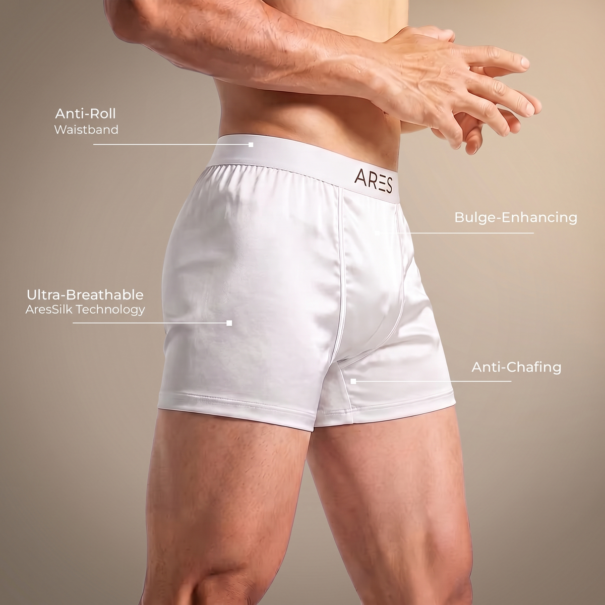 Boxer in seta ARES | Comfort per tutto il giorno (Edizione bianca)